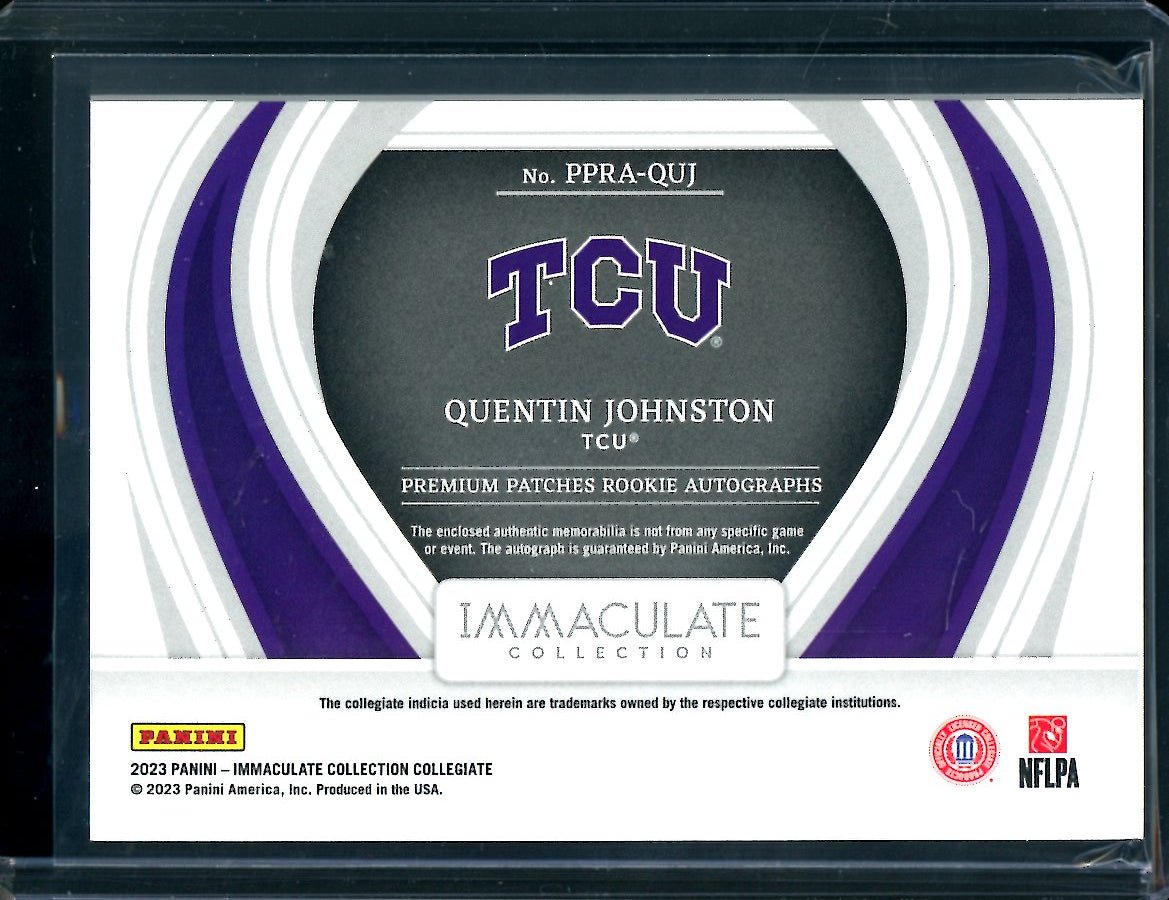 2023 Panini Immaculate Collegiate Quentin Johnston Rookie RPA /99 TCU