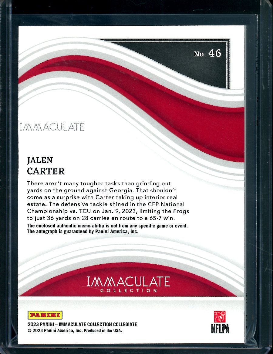 2023 Panini Immaculate Collegiate Jalen Carter Rookie RPA Blue /25 Georgia