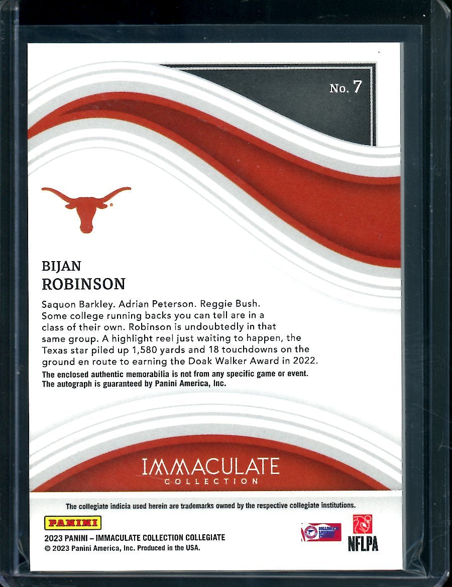 2023 Panini Immaculate Collegiate Bijan Robinson Rookie RPA /99 Texas