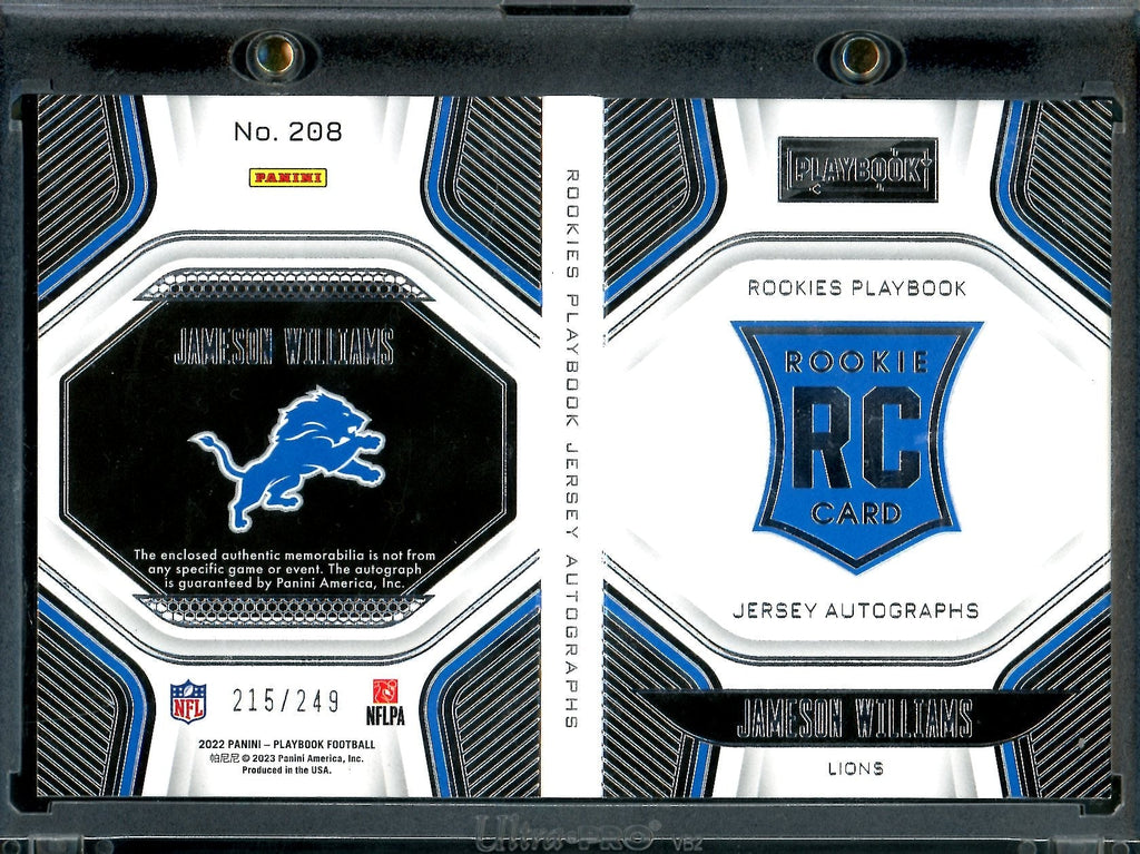 2022 Panini Playbook Jameson Williams Rookie Booklet RPA /249 Lions