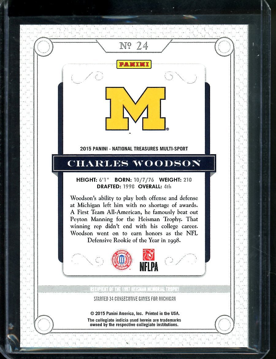 2015 Panini National Treasures Collegiate Charles Woodson Gold /10 Michigan