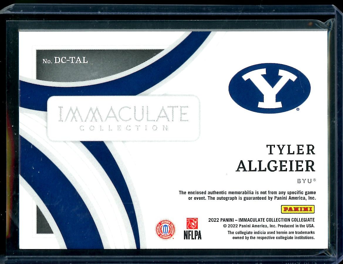 2022 Panini Immaculate Collegiate Tyler Allgeier Patch Auto /99 BYU