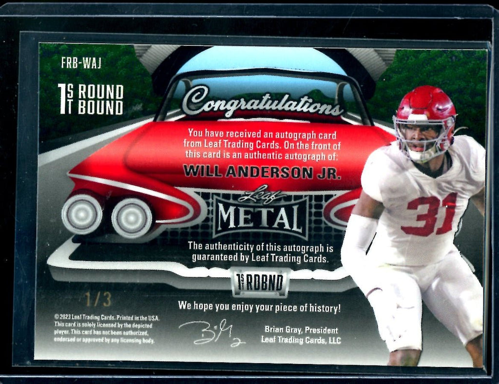 2023 Leaf Metal Will Anderson Jr. 1st Round Bound Auto /3 Alabama