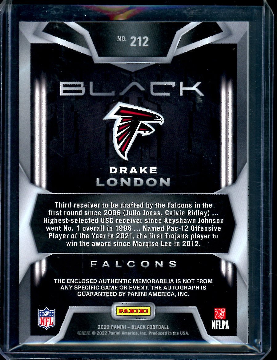 2022 Panini Black Drake London Rookie RPA /25 Falcons