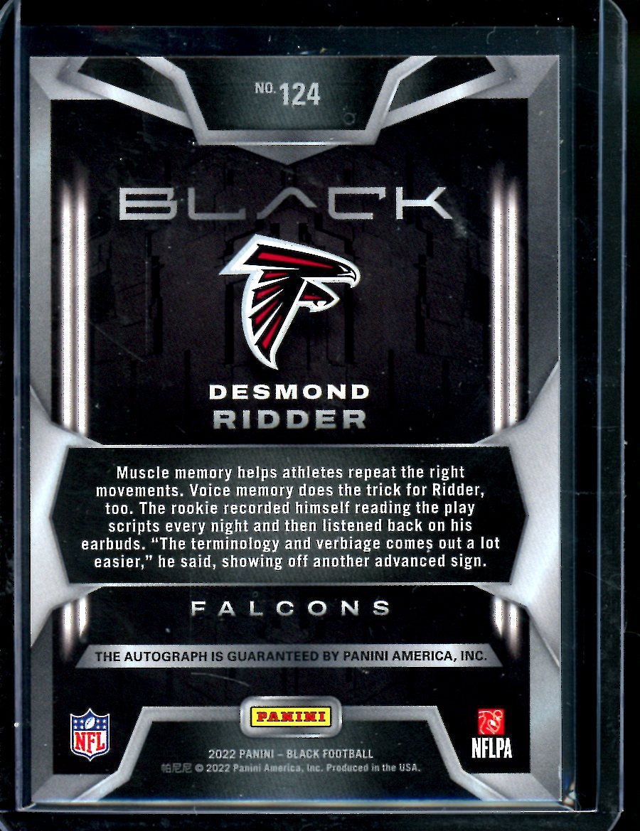 2022 Panini Black Desmond Ridder Rookie Auto /25 Falcons