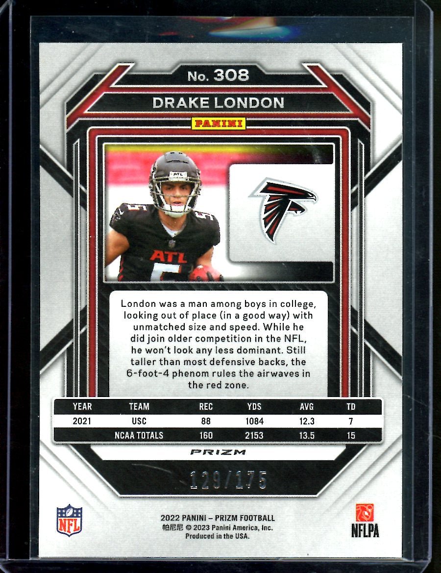 2022 Panini Prizm Drake London Rookie Green Yellow Hyper /175 Falcons