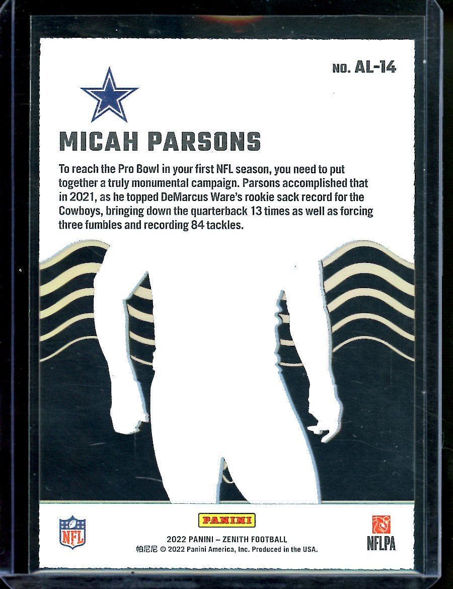 2022 Panini Zenith Micah Parsons Aloha Case Hit Cowboys