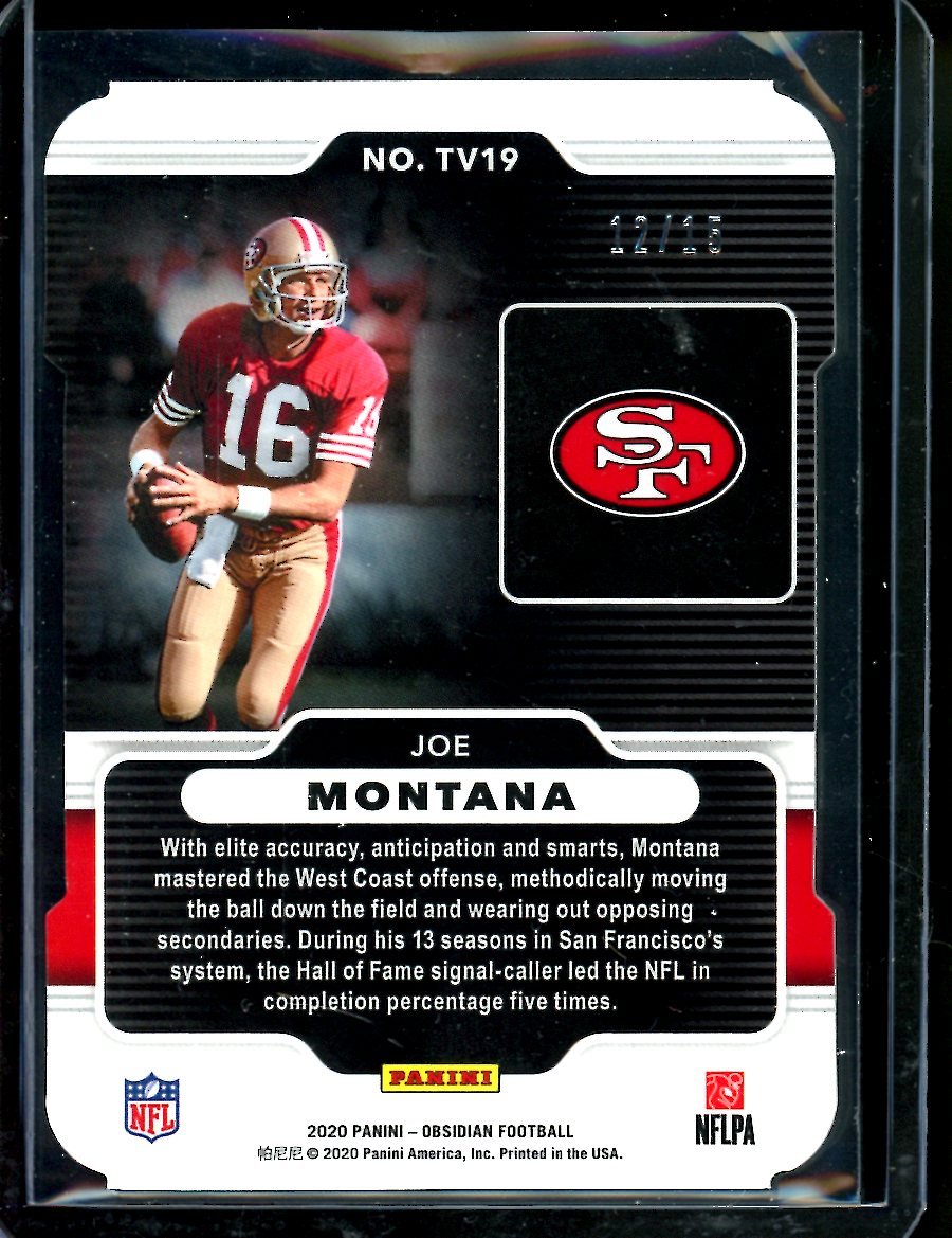 2020 Panini Obsidian Joe Montana Tunnel Visions /15 49ers
