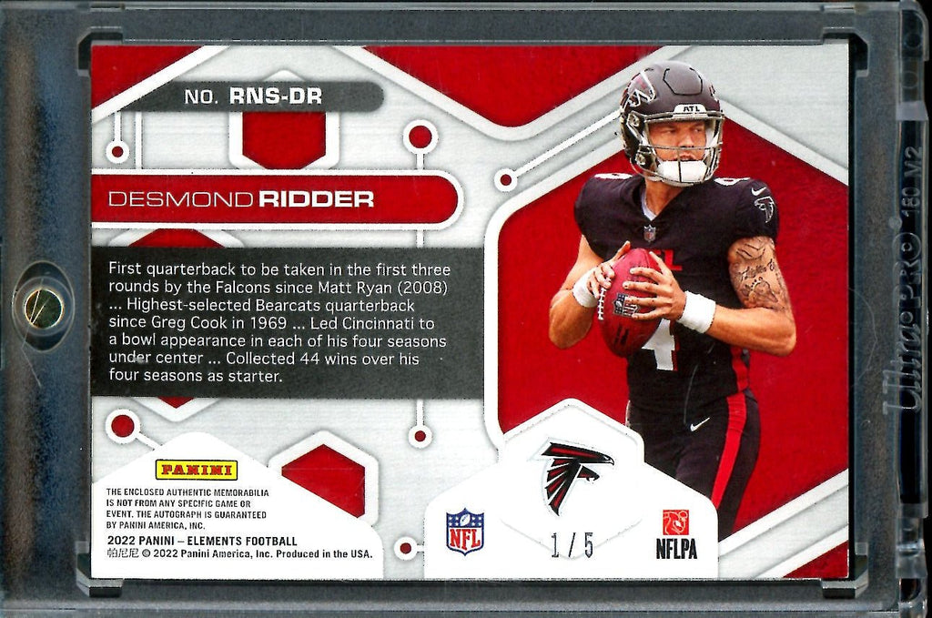 2022 Panini Elements Desmond Ridder Rookie RPA Laundry Tag /5 Falcons