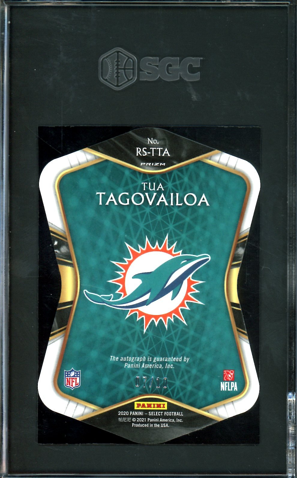 2020 Panini Select Tua Tagovailoa Rookie Auto Tie Dye Die-Cut /10 SGC 9.5/10 Dolphins