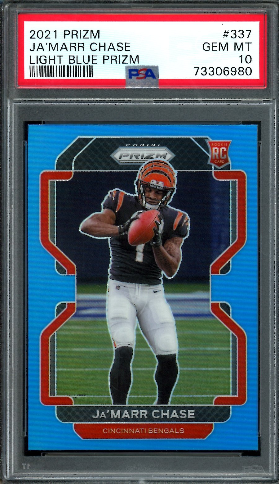2021 Panini Prizm Ja'Marr Chase Rookie Light Blue PSA 10 Bengals