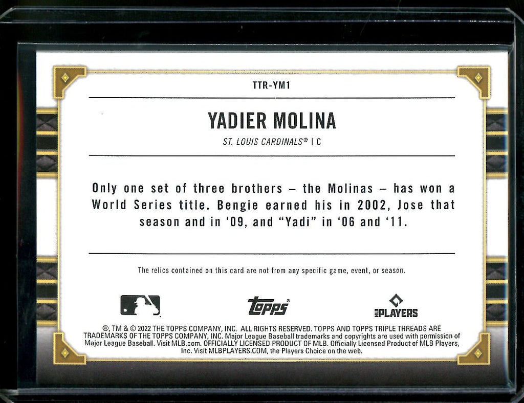 2022 Topps Triple Threads Yadier Molina Sibling Rings Patch /27 Cardinals