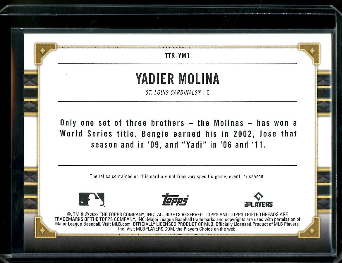 2022 Topps Triple Threads Yadier Molina Sibling Rings Patch /27 Cardinals