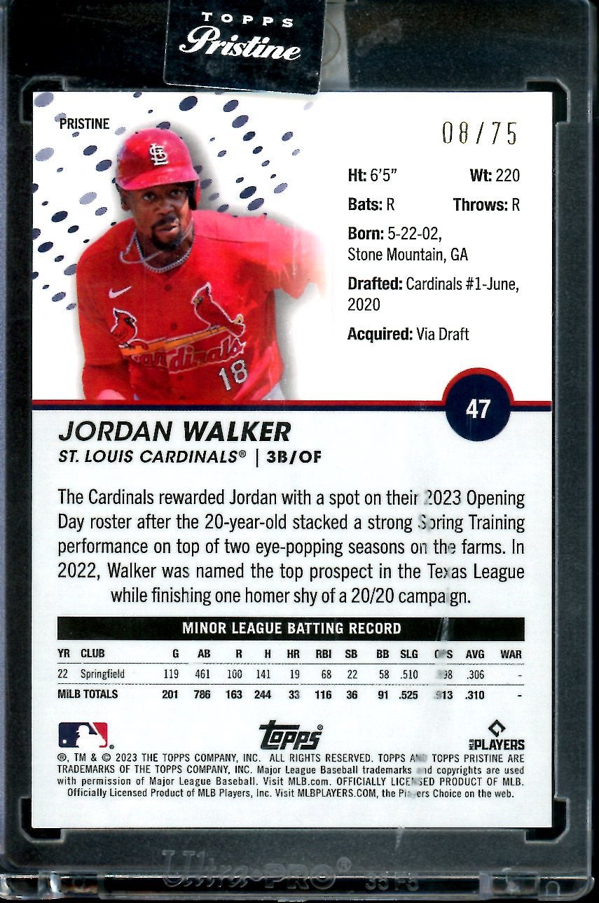 2023 Topps Prestine Jordan Walker Rookie Blue /75 Cardinals