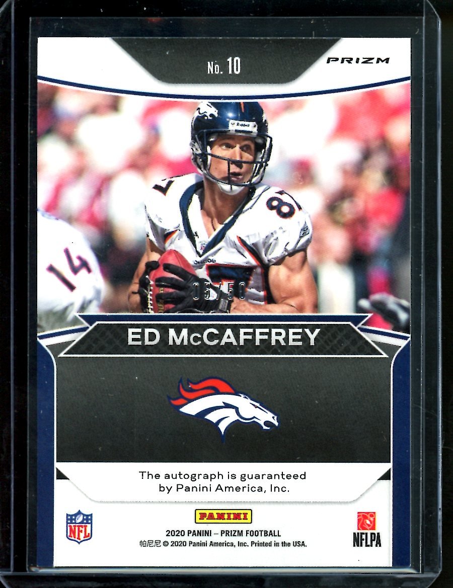 2020 Panini Prizm Ed McCaffrey Flashback Auto Blue Ice /50 Broncos