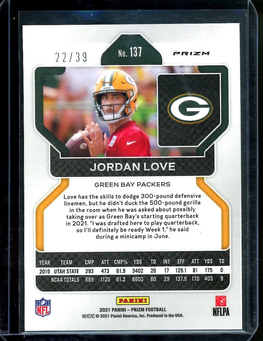 2021 Panini Prizm Jordan Love Yellow Red Tmall /39 Packers