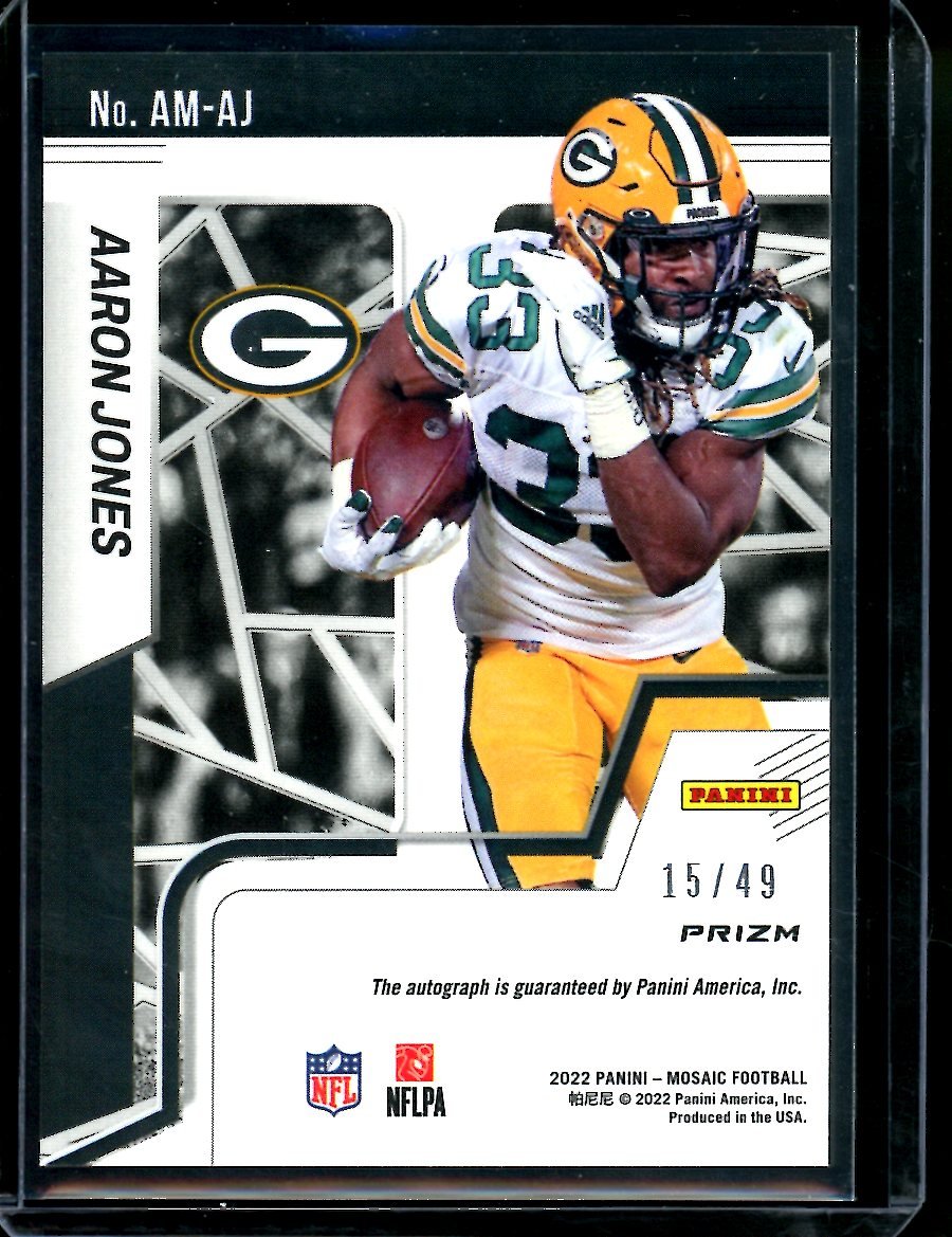 2022 Panini Mosaic Aaron Jones Auto Blue /49 Packers