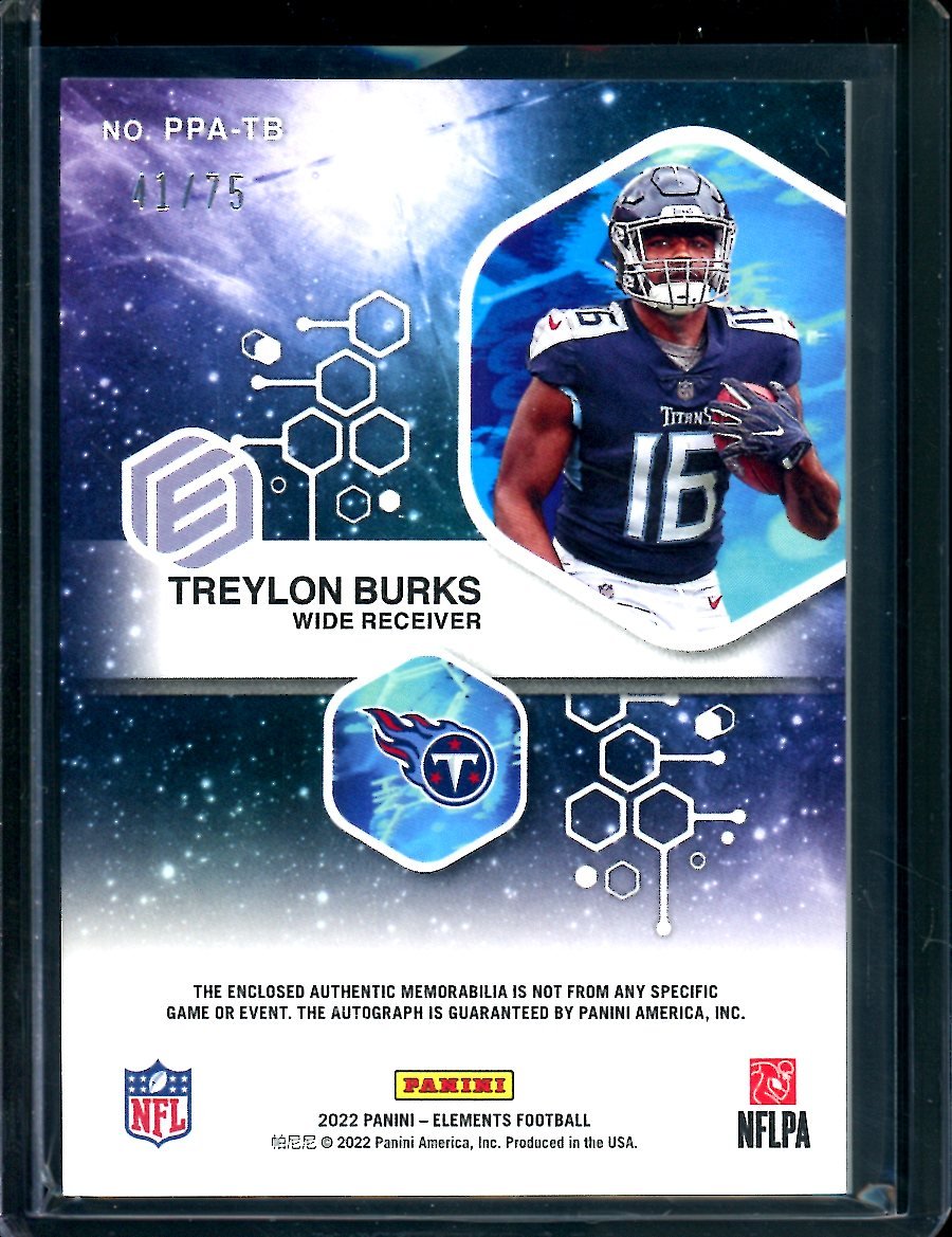 2022 Panini Elements Treylon Burks Rookie Proton RPA /75 Titans