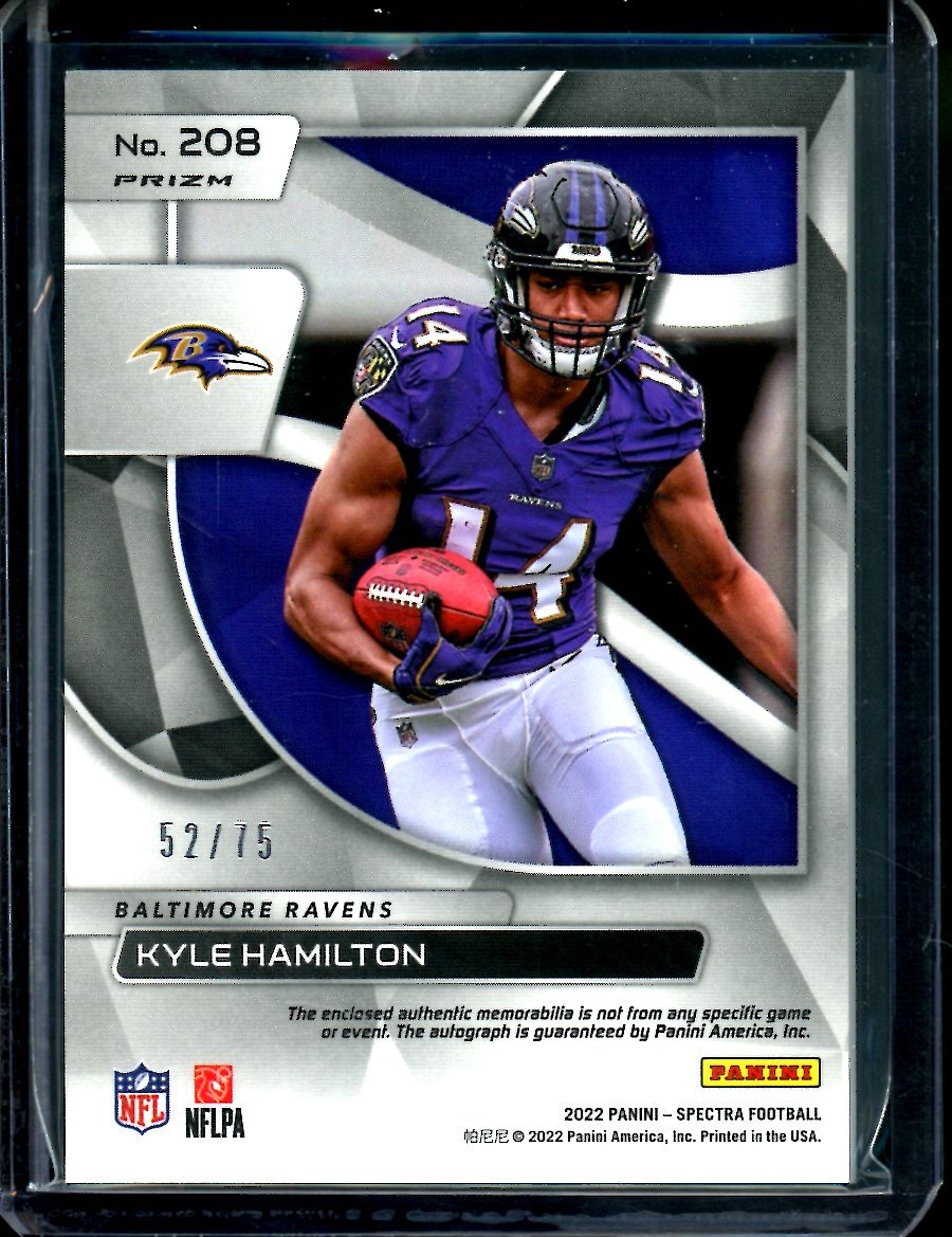 2022 Panini Spectra Kyle Hamilton Rookie RPA /75 Ravens