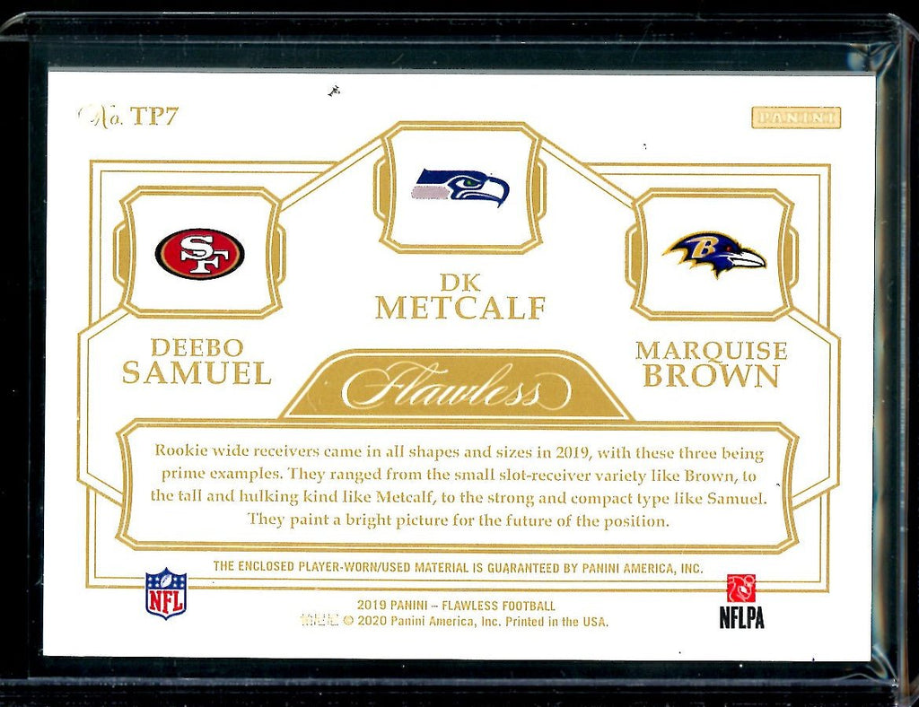 2019 Panini Flawless Deebo Samuel/DK Metcalf/Marquise Brown Rookie Patch /25
