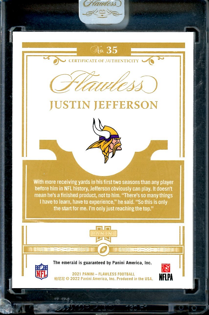 2021 Panini Flawless Justin Jefferson Emerald /5 Vikings