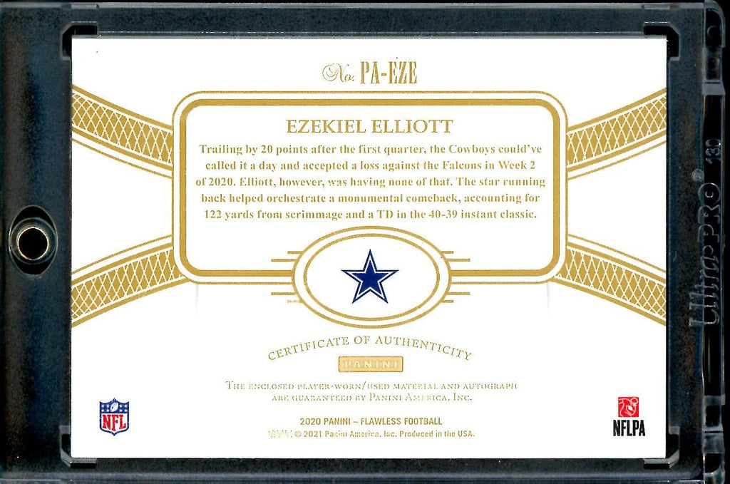 2020 Panini Flawless Ezekiel Elliott Patch Auto Red /5 Cowboys