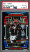 2021 Panini Select Ja'Marr Chase Rookie Red Blue Die Cut PSA 10 Bengals