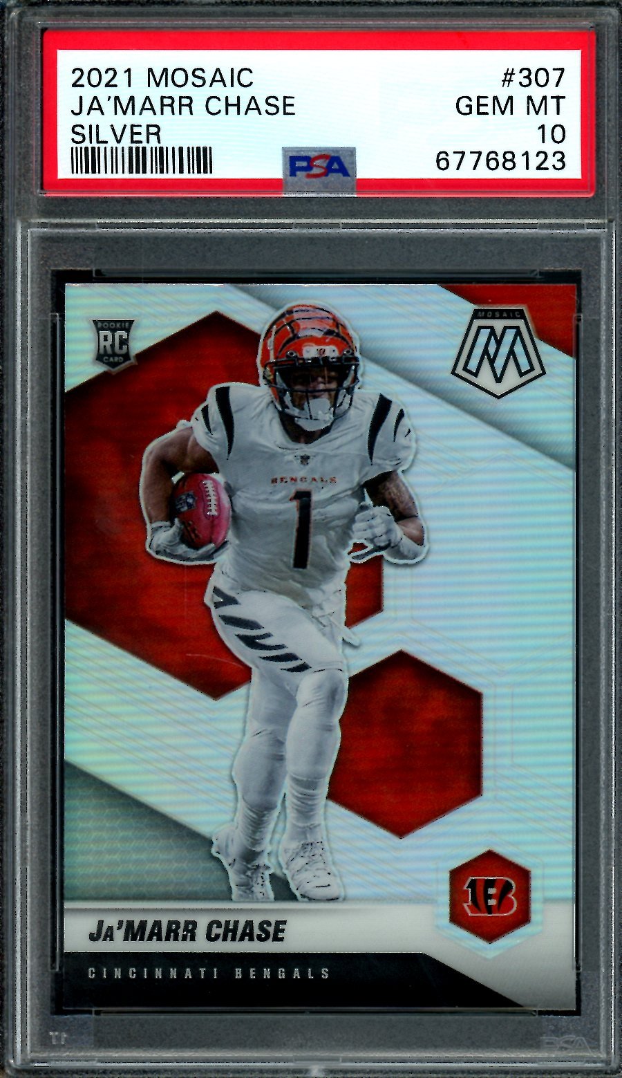 2021 Panini Mosaic Ja'Marr Chase Rookie Silver PSA 10 Bengals