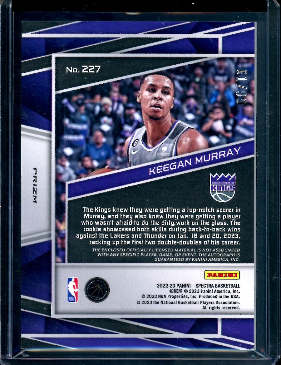 2022-23 Panini Spectra Keegan Murray Rookie RPA Celestial /99 Kings