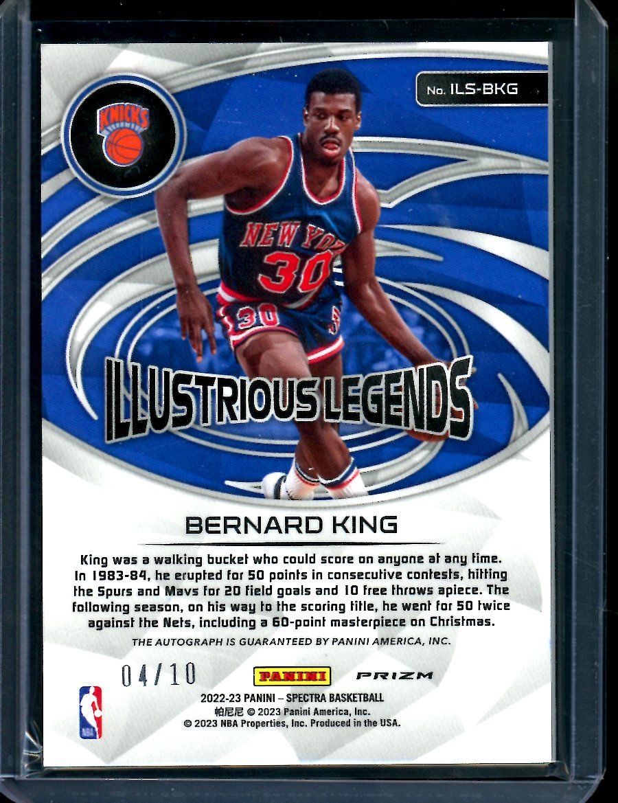 2022-23 Panini Spectra Bernard King Illustrious Legends Auto Gold /10 Knicks