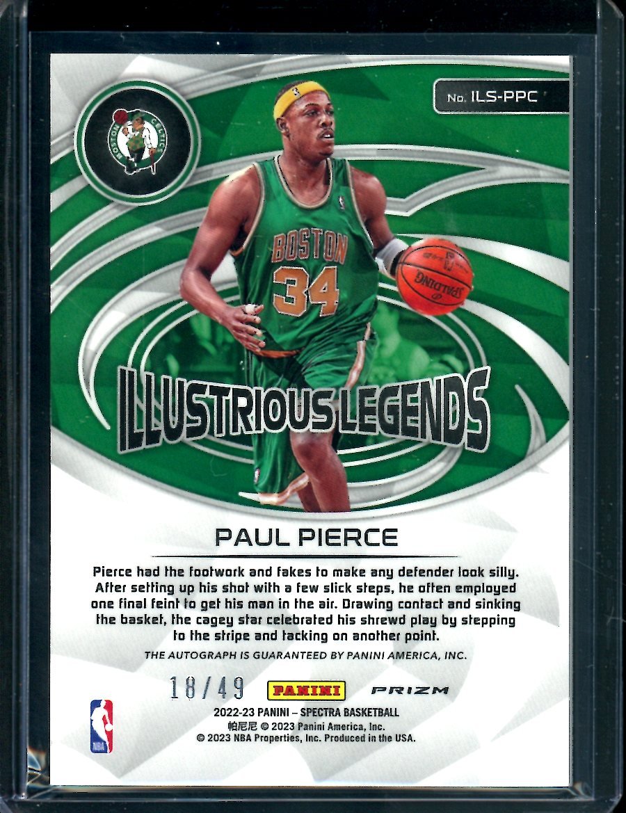 2022-23 Panini Spectra Paul Pierce Illustrious Legends Auto Astral /49 Celtics