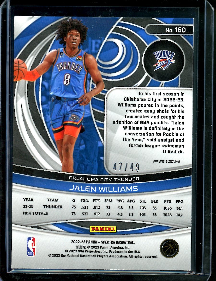 2022-23 Panini Spectra Jalen Williams Rookie Astral /49 Thunder