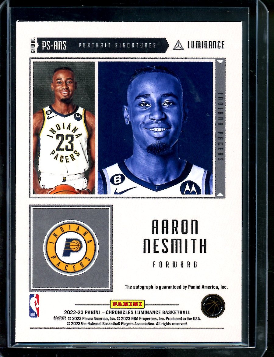 2022-23 Panini Chronicles Luminance Aaron Nesmith Rookie Auto Gold /10 Pacers