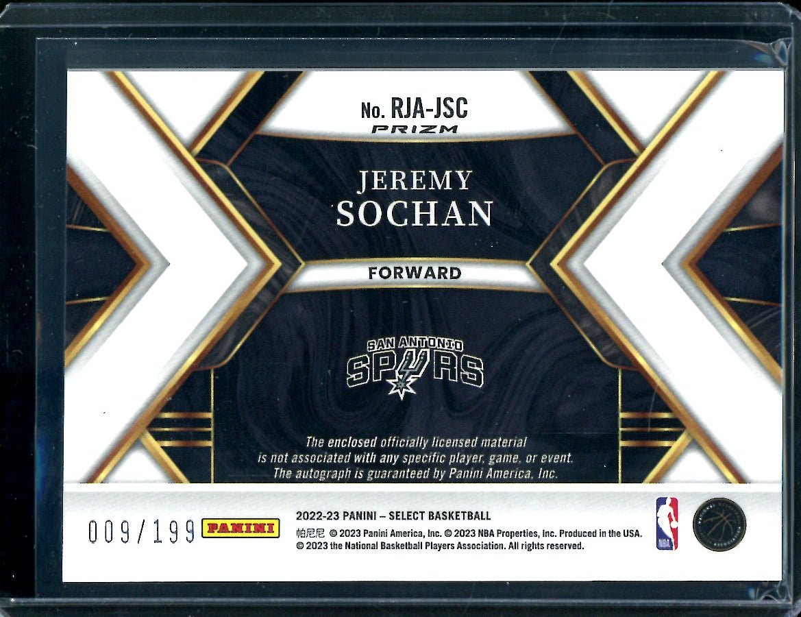 2022-23 Panini Select Jeremy Sochan Rookie RPA /199 Spurs