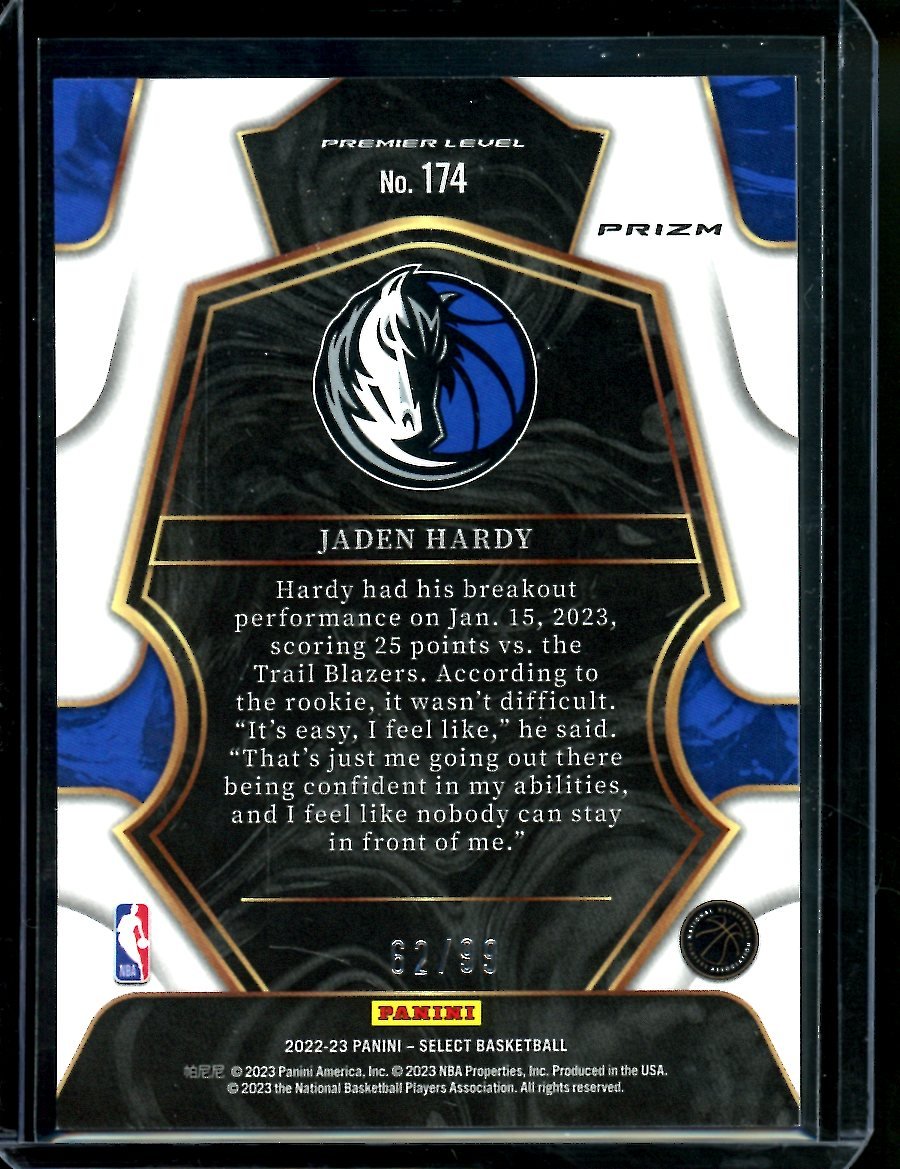 2022-23 Panini Select Jaden Hardy Rookie Light Blue Disco /99 Mavericks