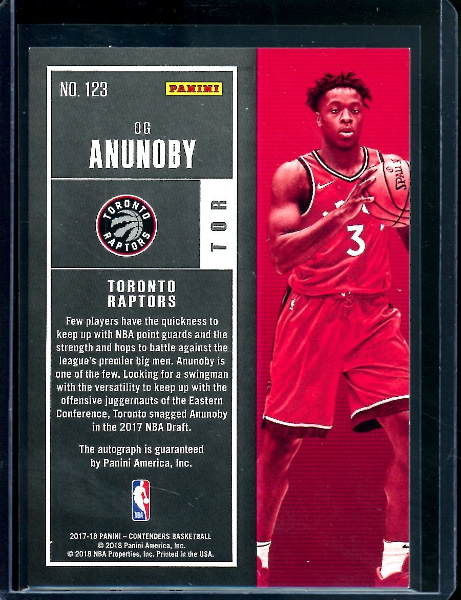 2017-18 Panini Contenders OG Anunoby Rookie Ticket Auto /125 Raptors
