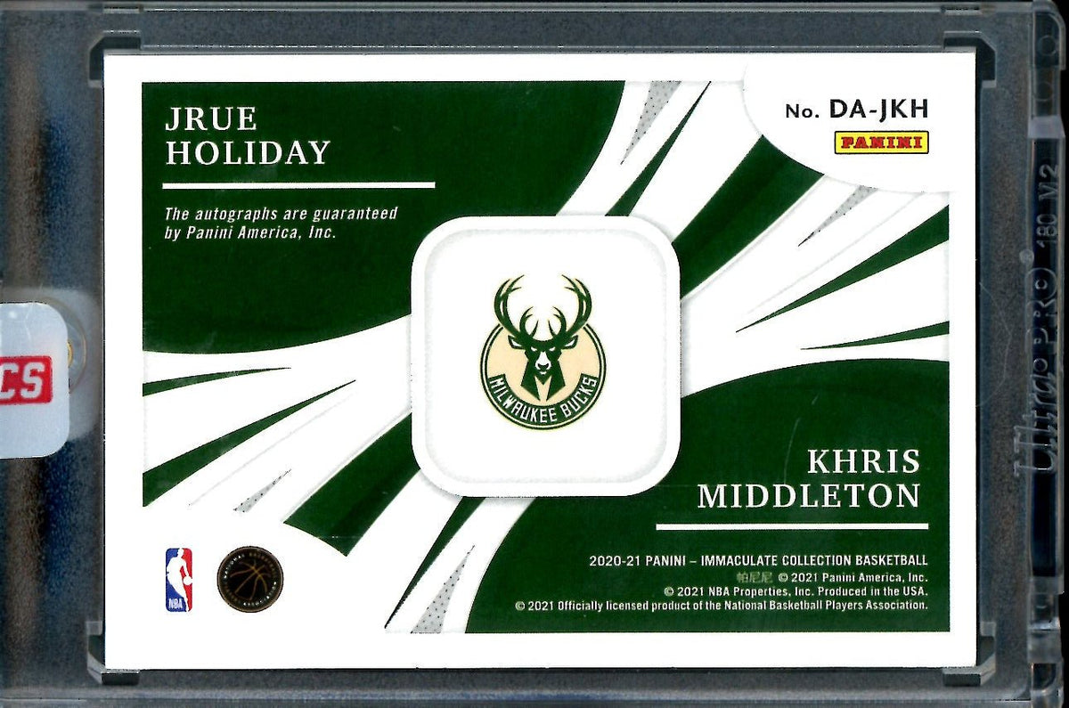 2020-21 Panini Immaculate Jrue Holiday/Khris Middleton Dual Auto Gold /25 Bucks