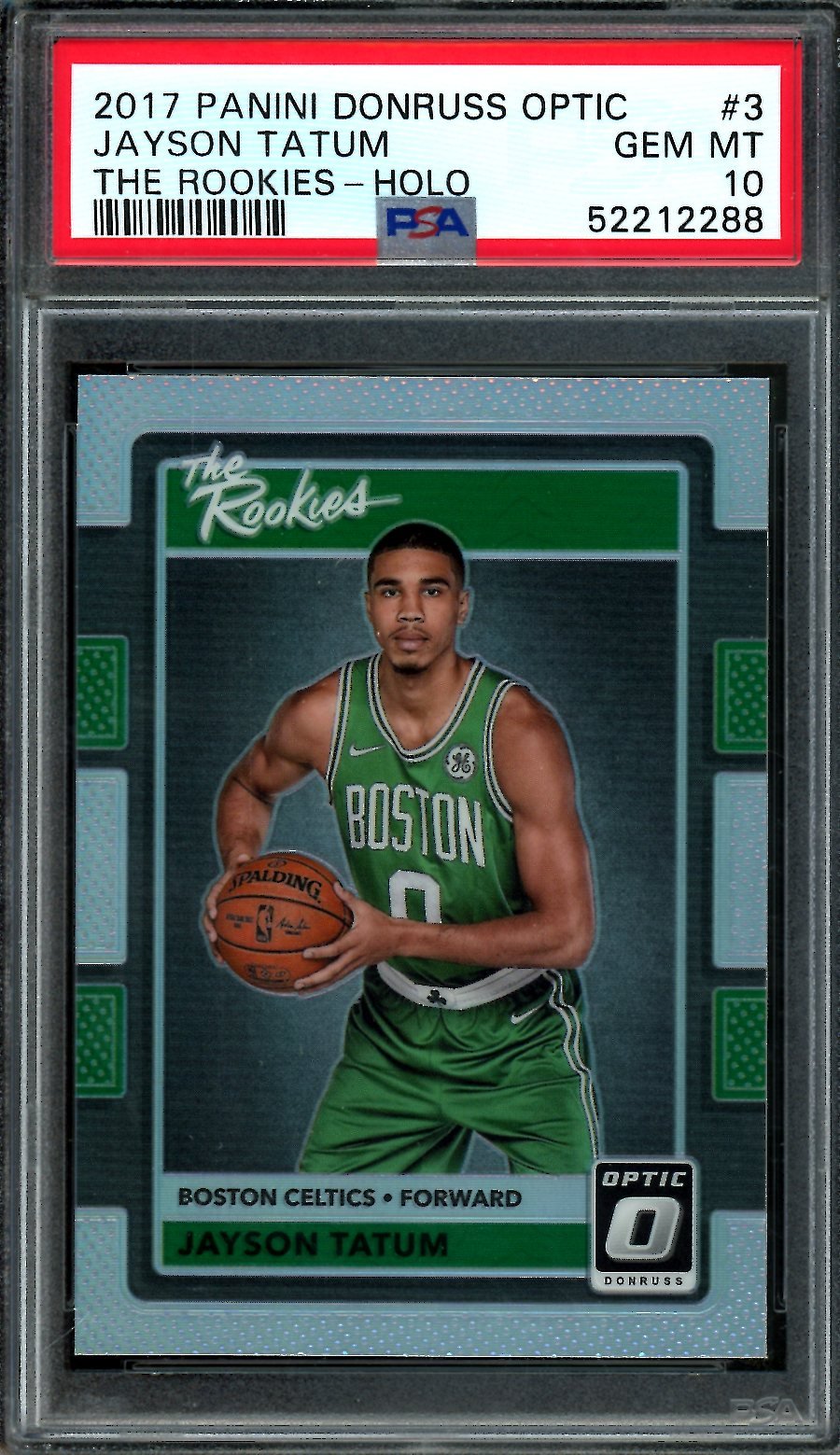 2017-18 Panini Optic Jayson Tatum Rookie The Rookies Holo PSA 10 Celtics