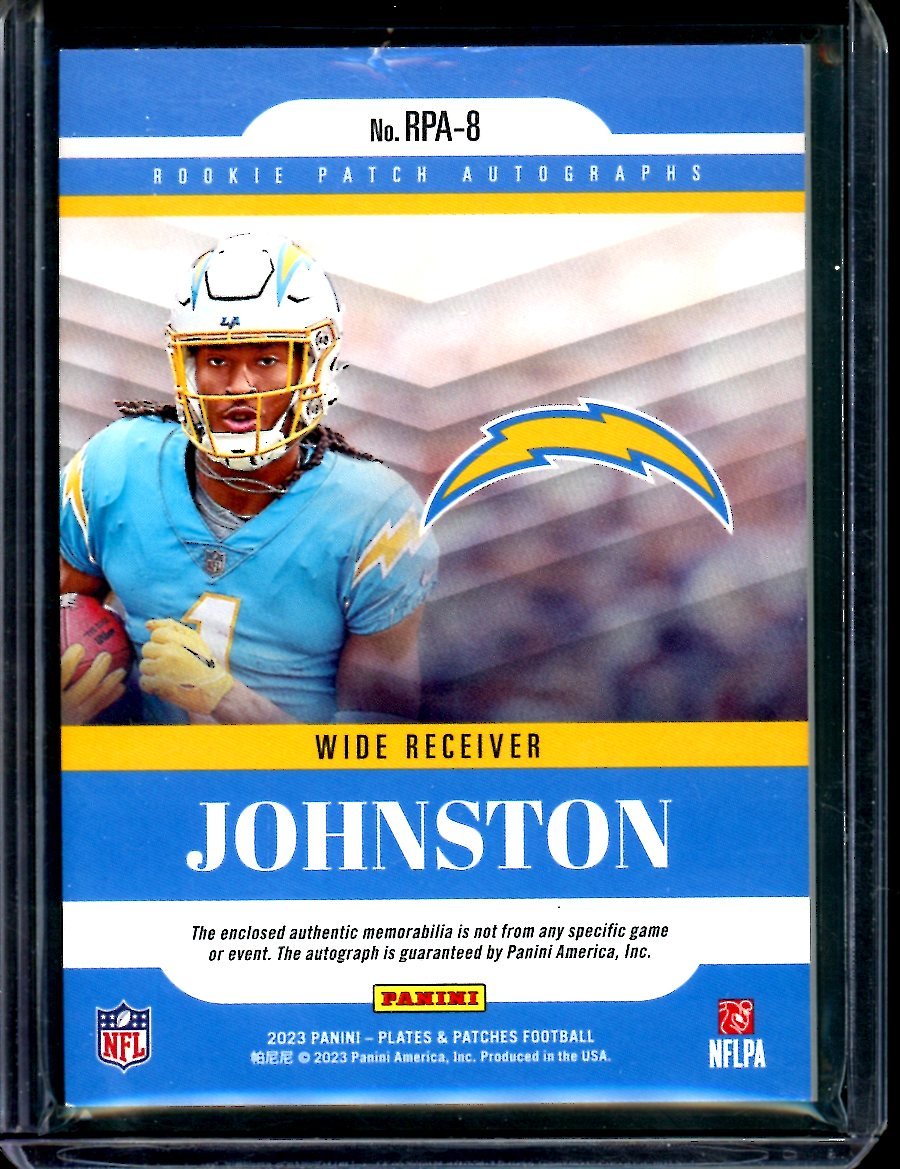 2023 Panini Plates & Patches Quentin Johnston Rookie RPA /75 Chargers