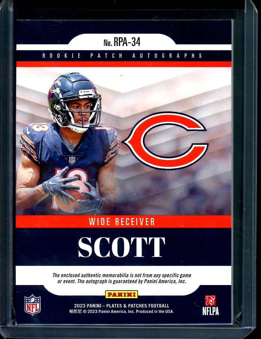 2023 Panini Plates & Patches Tyler Scott Rookie RPA /50 Bears