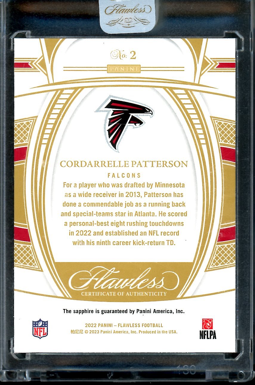 2022 Panini Flawless Cordarrelle Patterson Sapphire /15 Falcons
