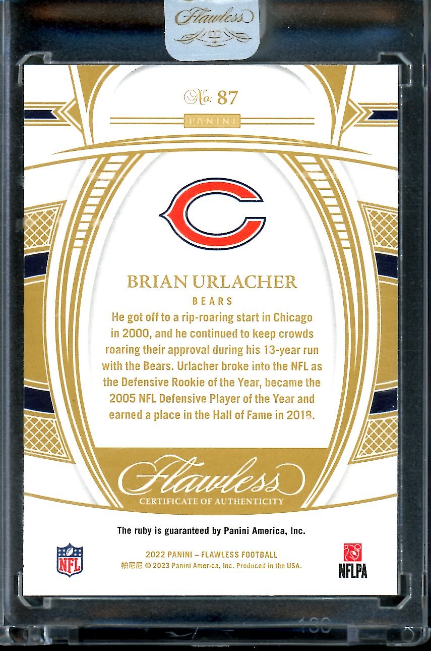 2022 Panini Flawless Brian Urlacher Ruby /20 Bears