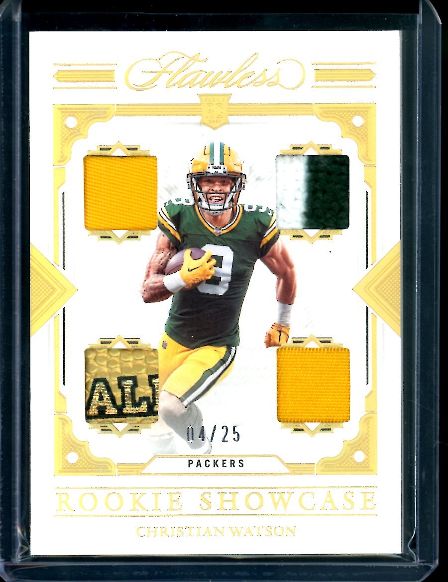 2022 Panini Flawless Christian Watson Rookie Showcase Patch Gold /25 Packers