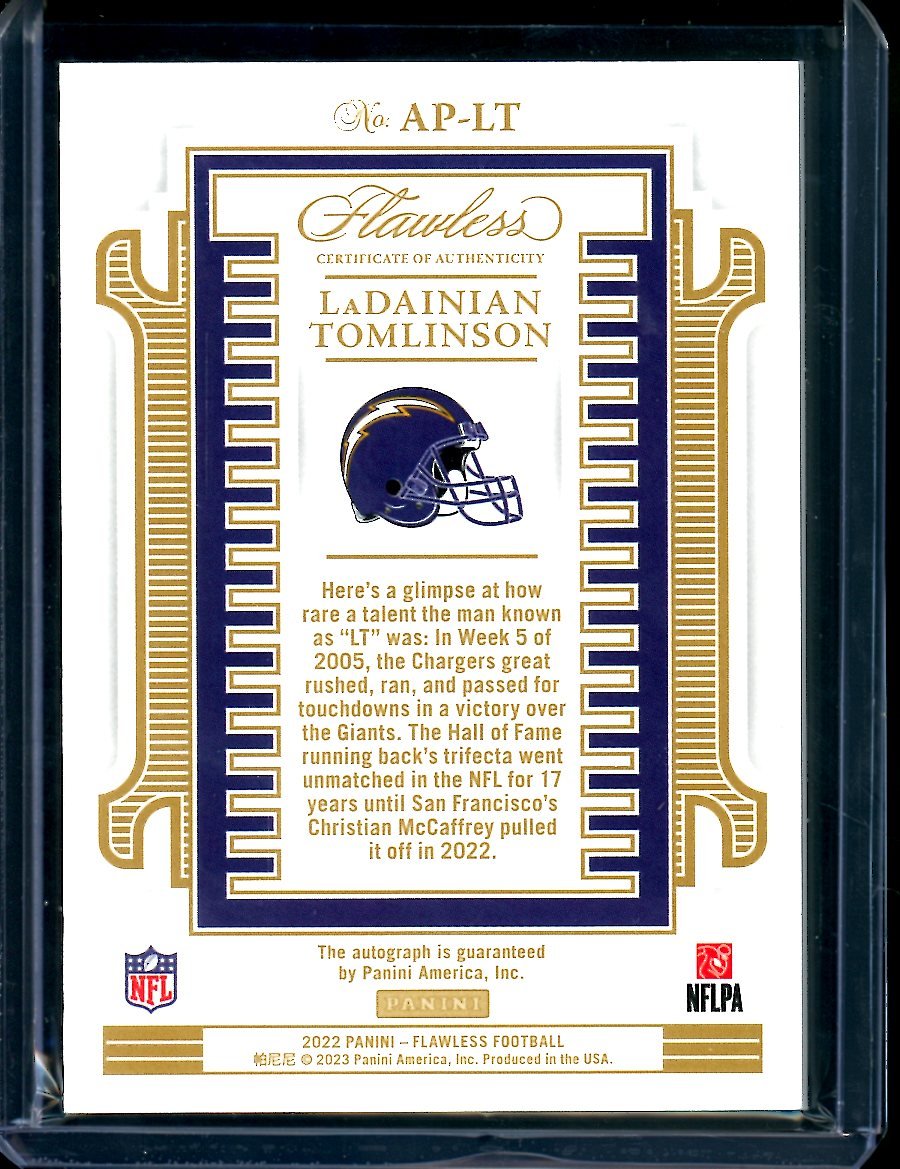 2022 Panini Flawless LaDainian Tomlinson All-Pro Ink Auto /10 Chargers