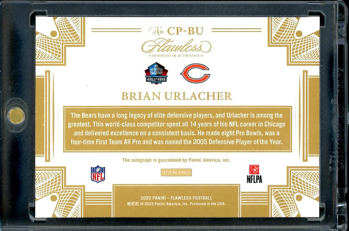 2022 Panini Flawless Brian Urlacher Hall of Fame Auto Gold /15 Bears