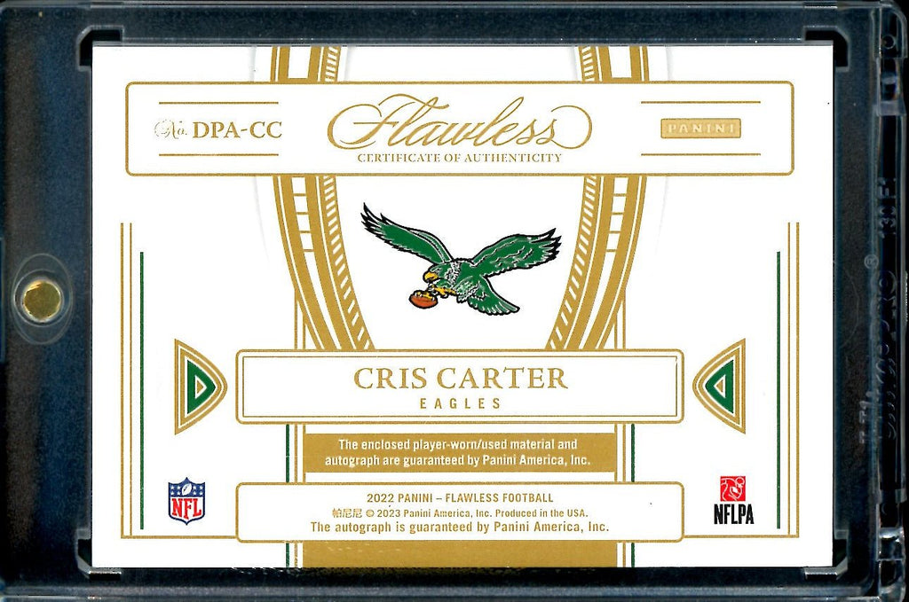 2022 Panini Flawless Cris Carter Distinguished Patch Auto Ruby /10 Eagles