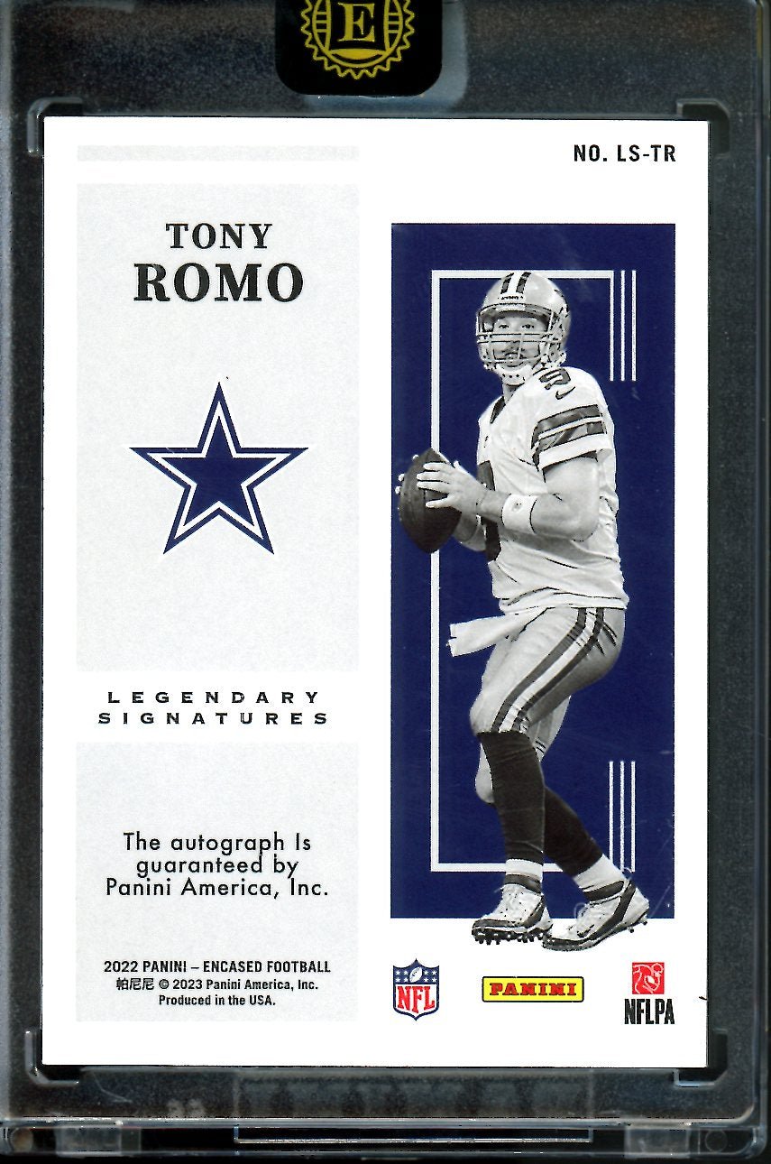 2022 Panini Encased Tony Romo Legendary Signatures Auto /15 Cowboys