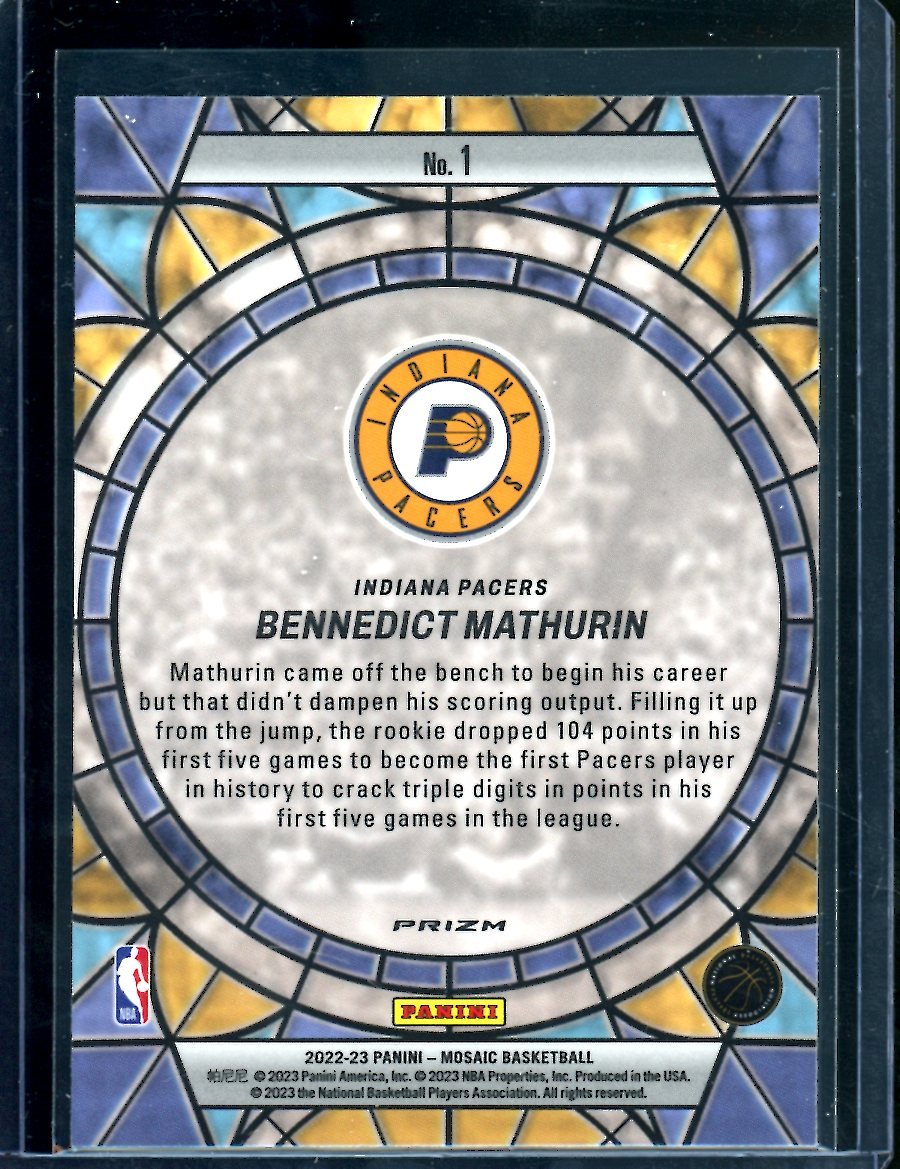 2022-23 Panini Mosaic Bennedict Mathurin Rookie Stained Glass SSp Pacers