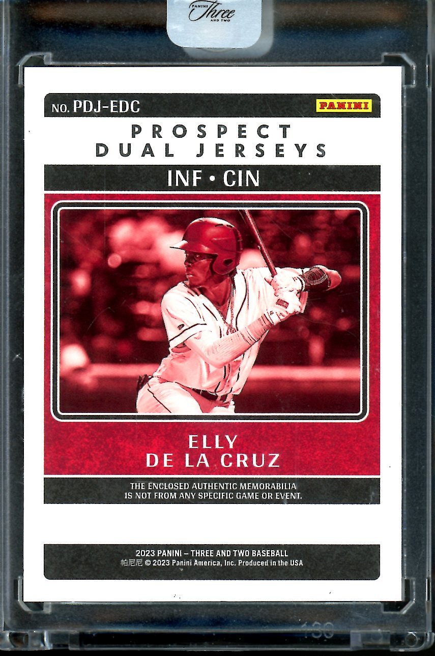 2023 Panini Three & Two Elly De La Cruz Prospect Dual Patch /15 Reds