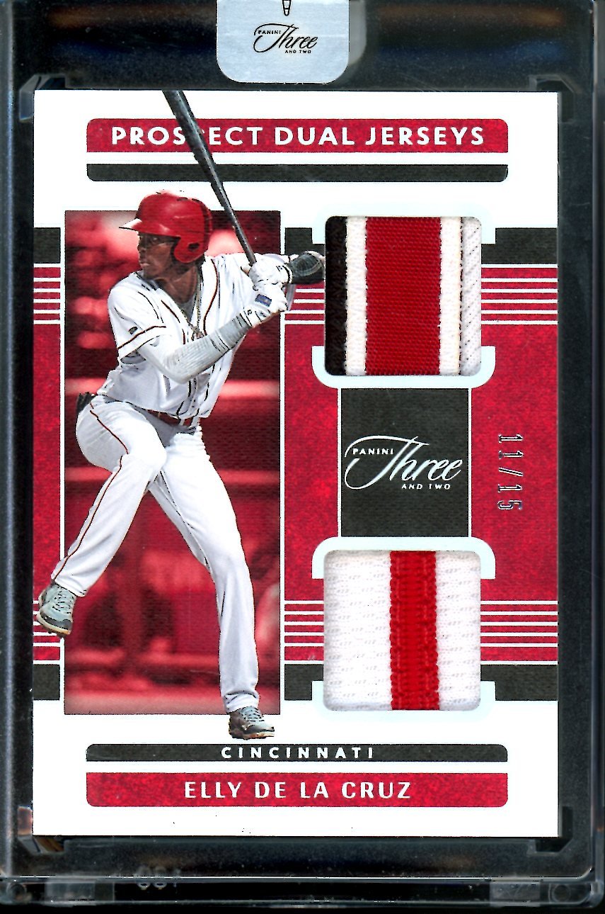 2023 Panini Three & Two Elly De La Cruz Prospect Dual Patch /15 Reds